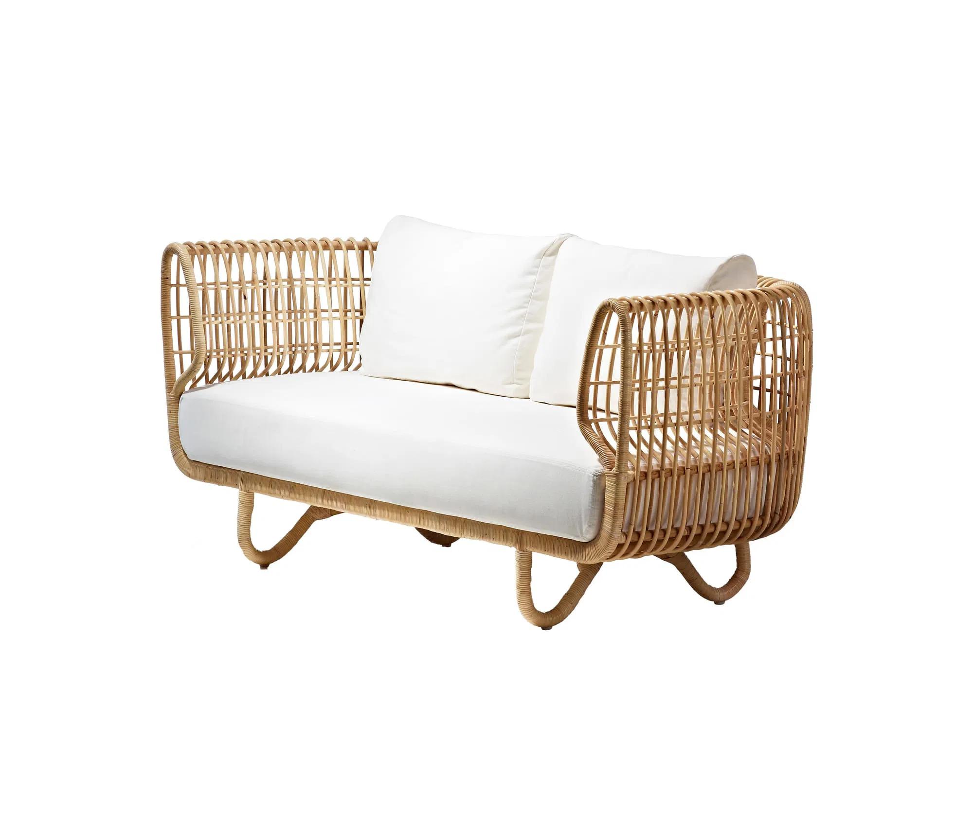 Rattan Outdoor Sofa Set with Glass Top Coffee Table and Cushions in Yellow