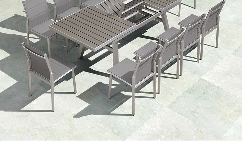 Outdoor Leisure Table And Chair Plastic Wood Dining Sets 8 Seater Outdoor Garden