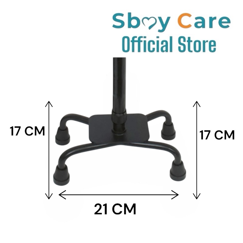 Sbay Care ไม้เท้าสี่ขา ฐานกว้างด้ามจับโค้ง FY947
