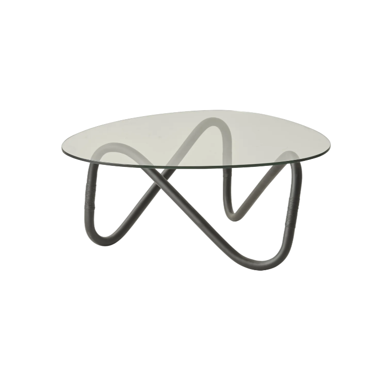 Roydi Garden Outdoor Patio Furniture Modern Wave Round Glass Outdoor Coffee Table