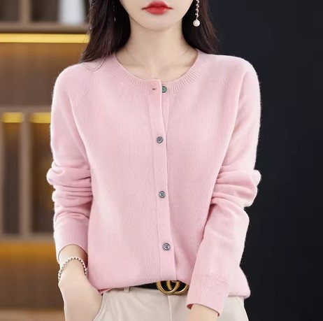 Knit Sweater Crewneck Cardigan Coat Autumn And Winter New Middle-Aged And Elderly Women's Fashion