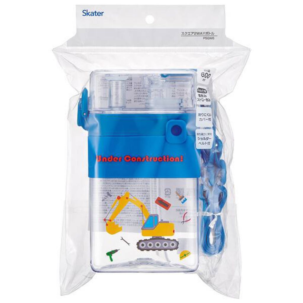 Skater - ขวดน้ำทรงสี่เหลี่ยมแบบหลอดดูด & ยกดื่ม Square 2Way Water Bottle ขนาด 600ml.