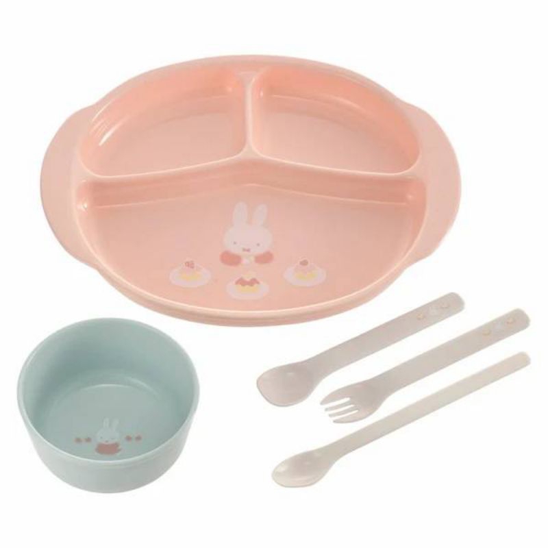 Richell - Miffy tableware set ชุดจานหลุม ชามเด็ก ช้อน ทานอาหารกลางวัน ลายมิฟฟี่