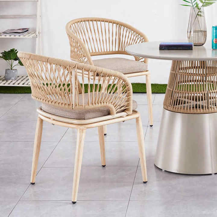 aluminum alloy new design restaurant coffee metal comfortable rope chair outdoor and indoor furniture hotel dining chair