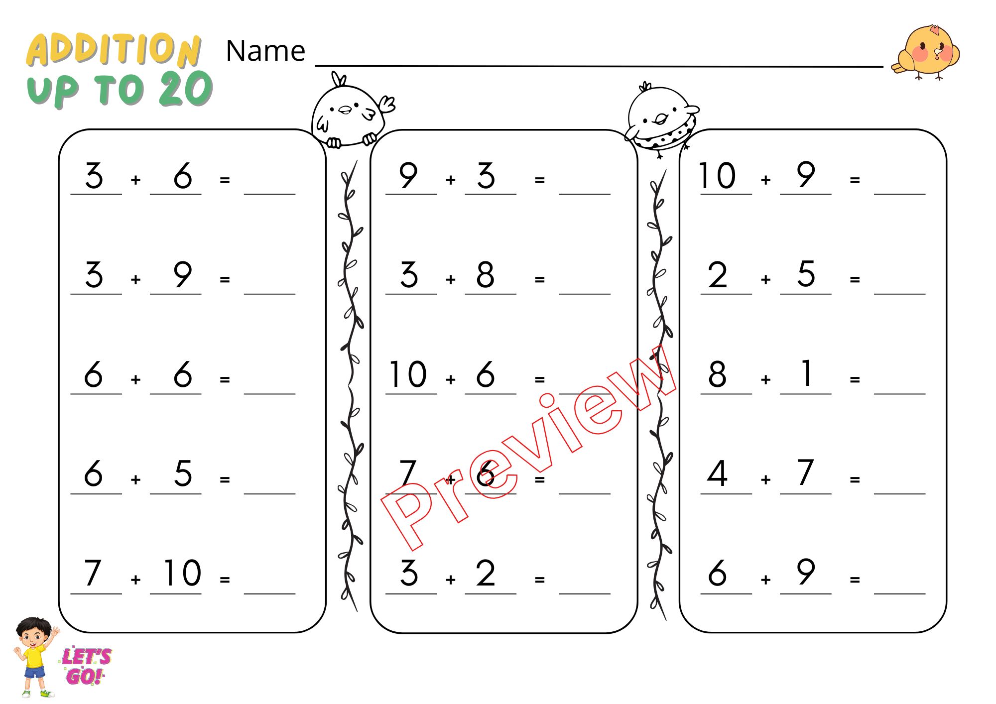 🍀ไฟล์ ใบงาน แบบฝึกนับตัวเลขระบายสี และการบวกเลขผลลัพธ์ไม่เกิน 20 สำหรับเด็กระดับ เตรียมอนุบาล - อนุบาล 3🍀