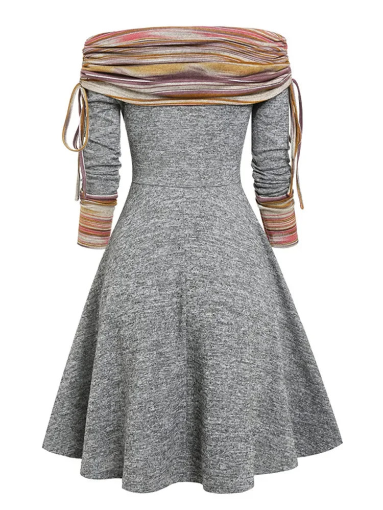 Women's Autumn/winter Off-shoulder Long Sleeve Dress