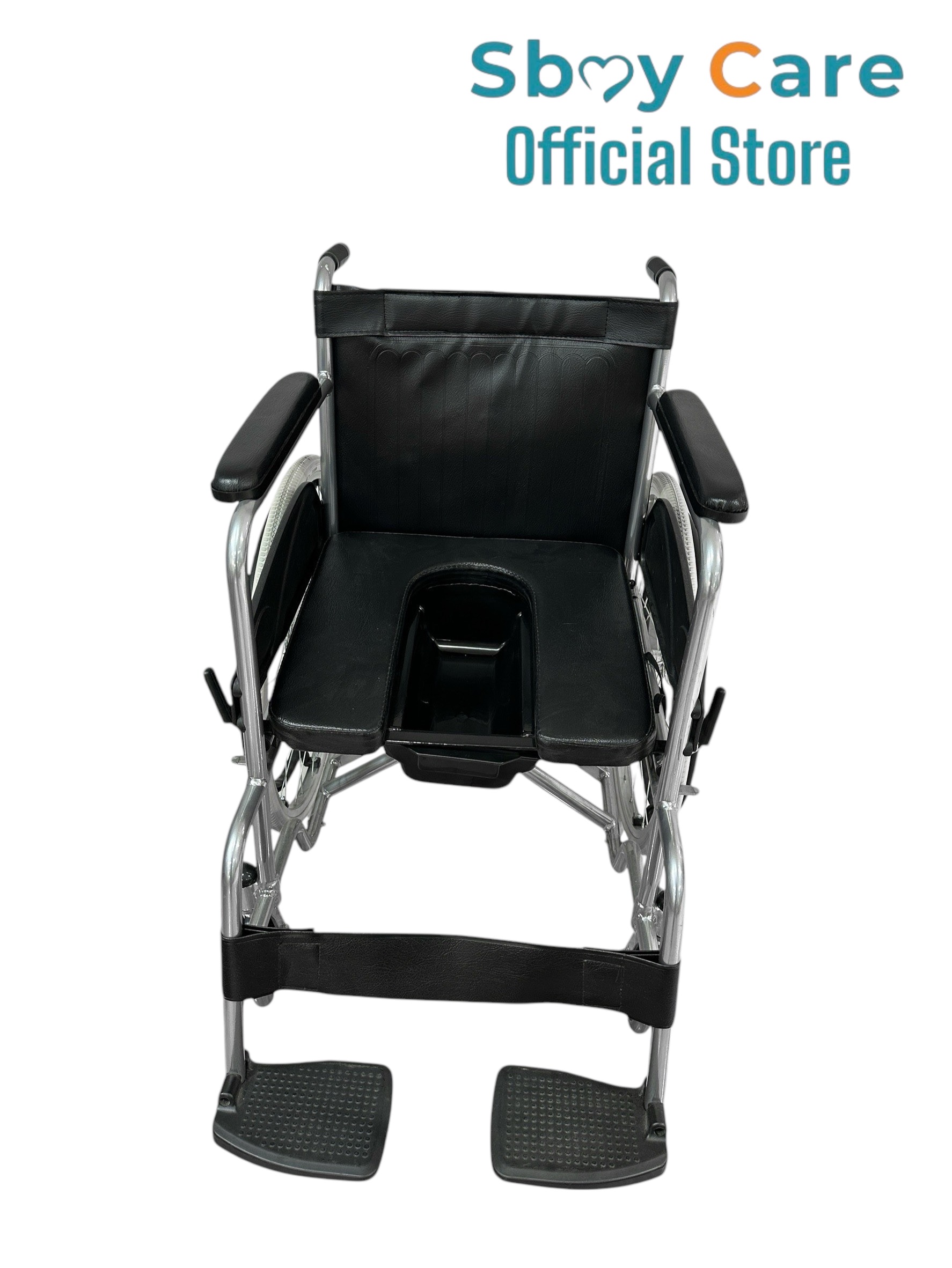 Sbay Care เก้าอี้นั่งถ่ายอลูมิเนียมมีล้อ เบาะหนัง ALK608