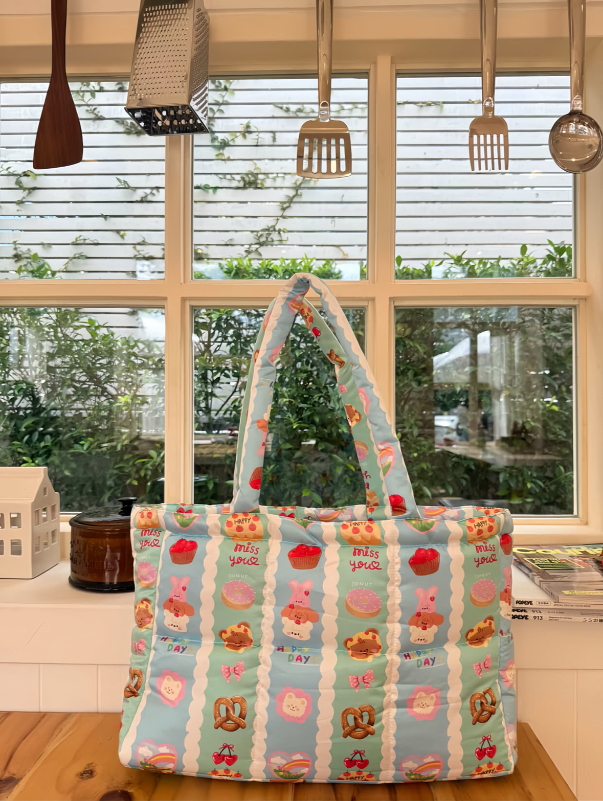 กระเป๋านุ่มนิ่มFluffy สีฟ้า-เขียว