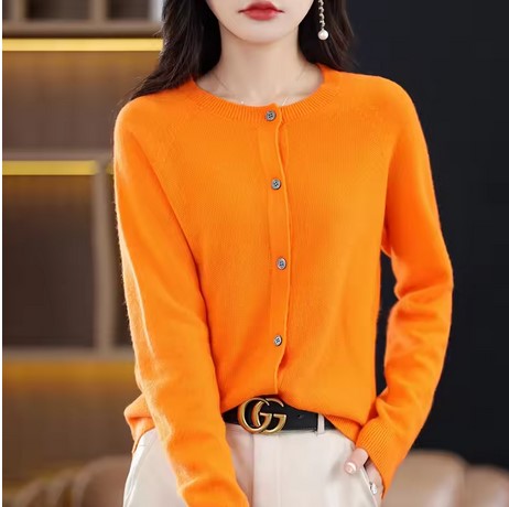 Knit Sweater Crewneck Cardigan Coat Autumn And Winter New Middle-Aged And Elderly Women's Fashion