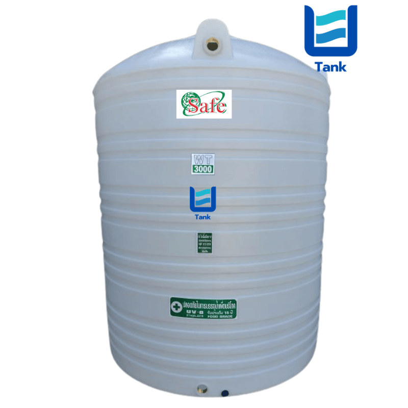 SAFE ถังเก็บน้ำ PE 3000 ลิตร สีเรียบมาตรฐาน รุ่น WT3000 มี 4 สี : ครีม,ขาว,น้ำเงิน,เทา