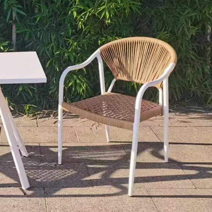 Outdoor Furniture Restaurant Coffee Retro Rattan Woven Chairs