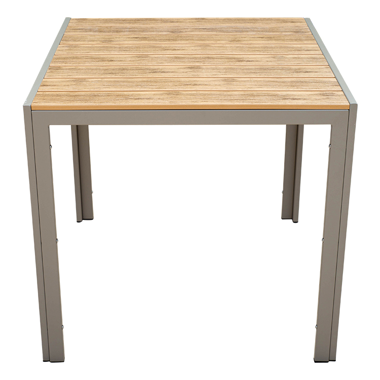 outdoor anti-corrosive aluminium alloy frame plastic wood table for six people garden courtyard
