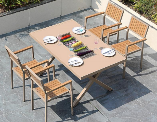 furniture aluminum outdoor barbeque grill garden dinning table with chairs modern