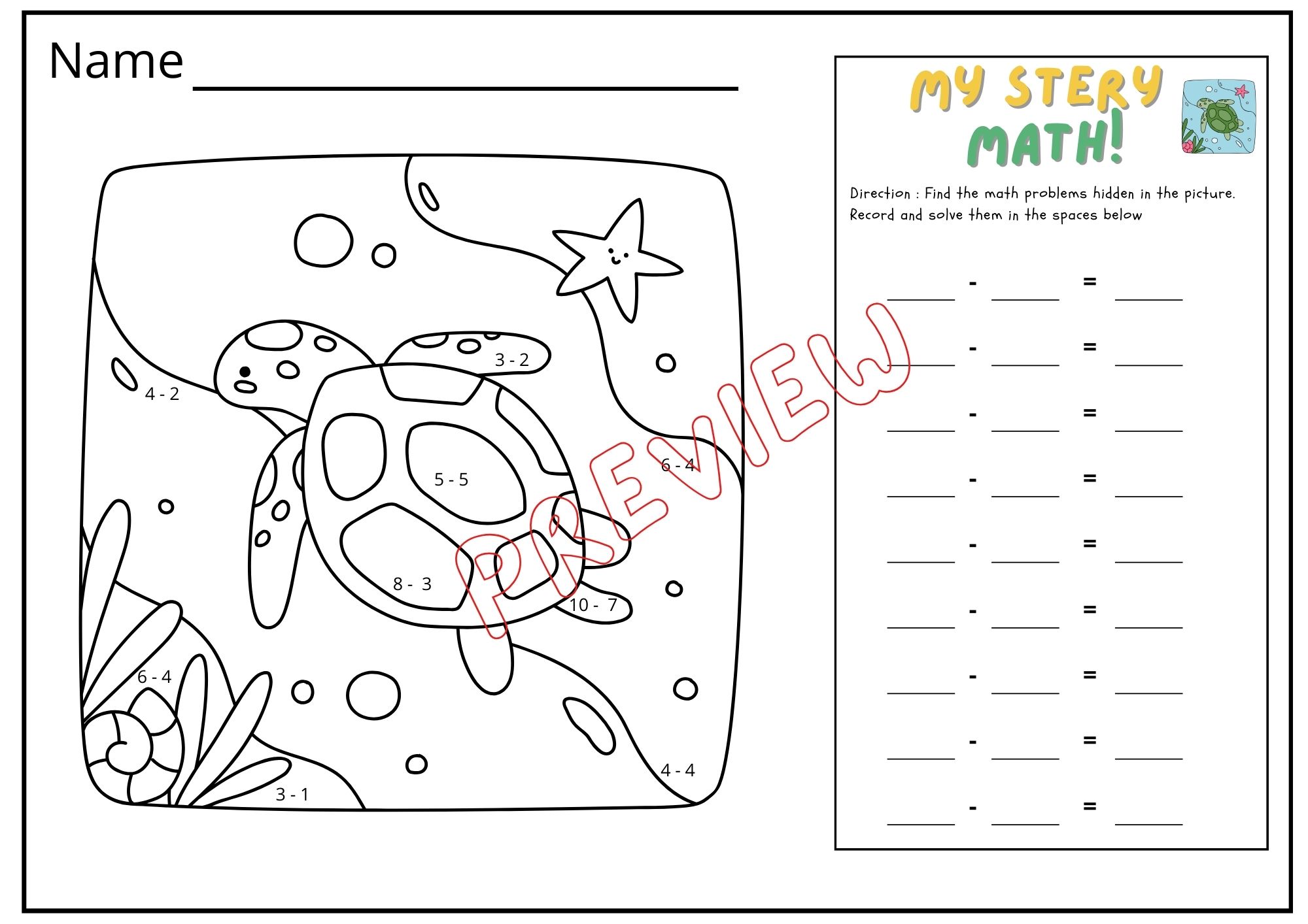 🍀ไฟล์ ใบงาน แบบฝึกนับตัวเลขระบายสี และการลบเลขผลลัพธ์ไม่เกิน 20 สำหรับเด็กระดับ เตรียมอนุบาล - อนุบาล 3🍀