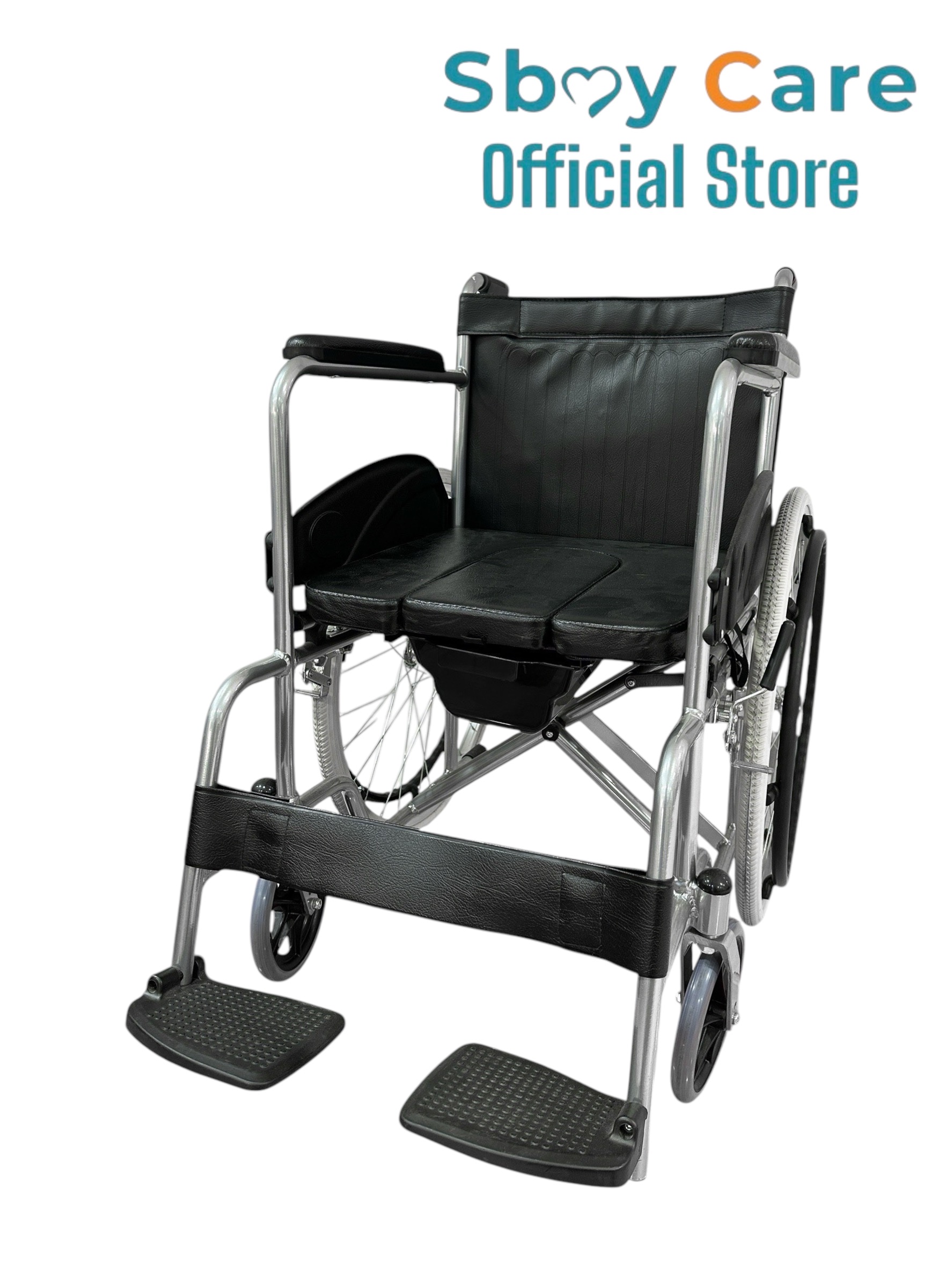 Sbay Care เก้าอี้นั่งถ่ายอลูมิเนียมมีล้อ เบาะหนัง ALK608