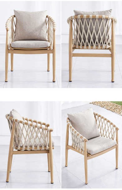 courtyard garden patio plastic wood Nordic extendable table outdoor leisure dining