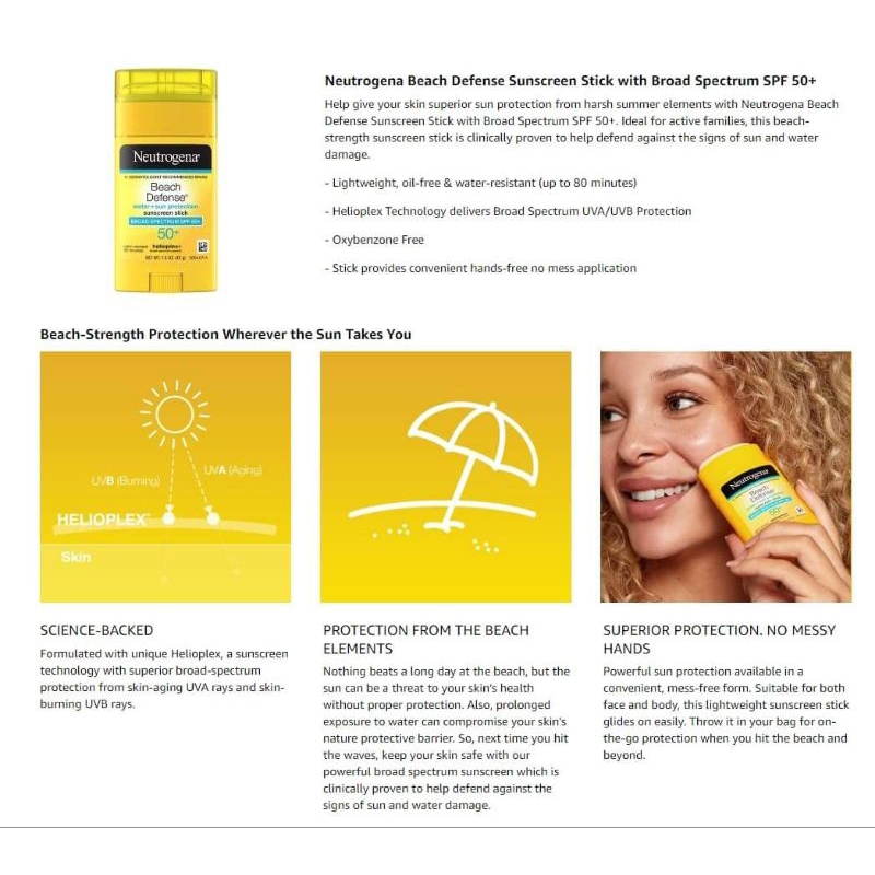 ครีมกันแดด Neutrogena Beach Defense สำหรับผู้ใหญ่, เด็ก