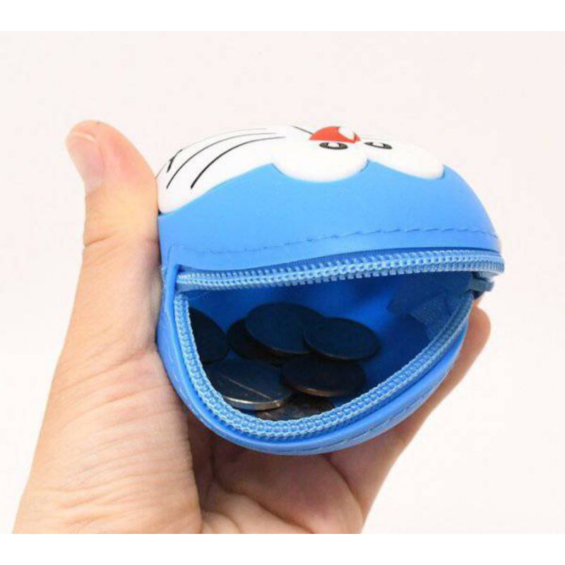 Doraemon Silicone Face Pouch - พวงกุญแจซิลิโคนห้อยกระเป๋า ใส่เหรียญ ลายโดเรม่อน
