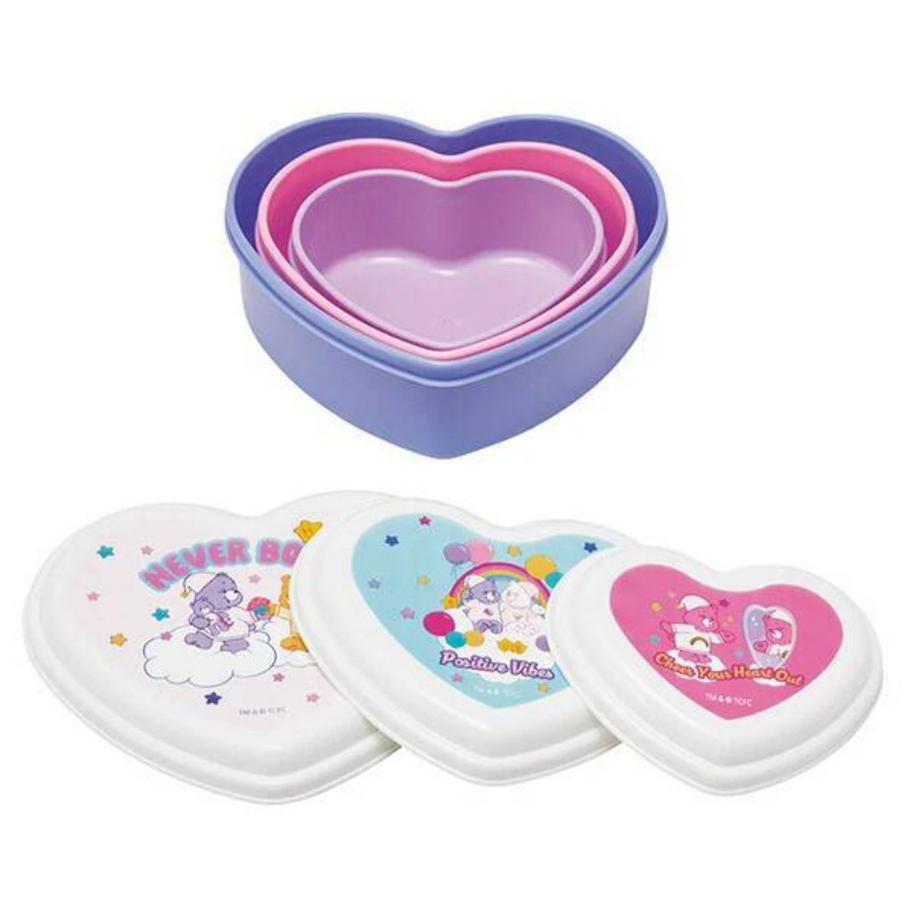 Skater ชุดภาชนะเก็บอาหาร 3 ชิ้น Care bear รูปหัวใจ Antibacterial nested soft seal container 3P