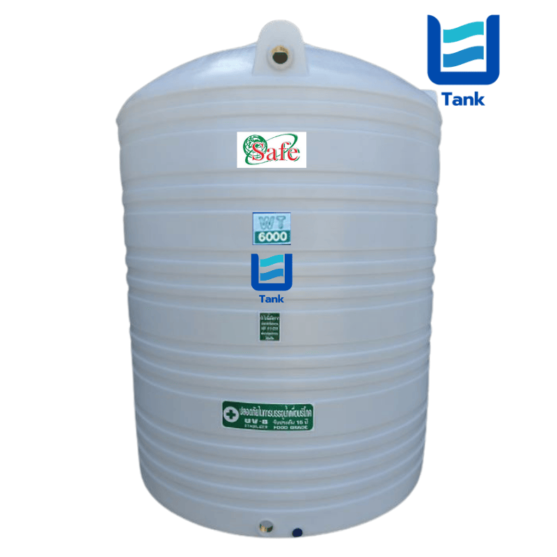 SAFE ถังเก็บน้ำ PE 6000 ลิตร สีเรียบมาตรฐาน รุ่น WT6000 มี 4 สี : ครีม,ขาว,น้ำเงิน,เทา