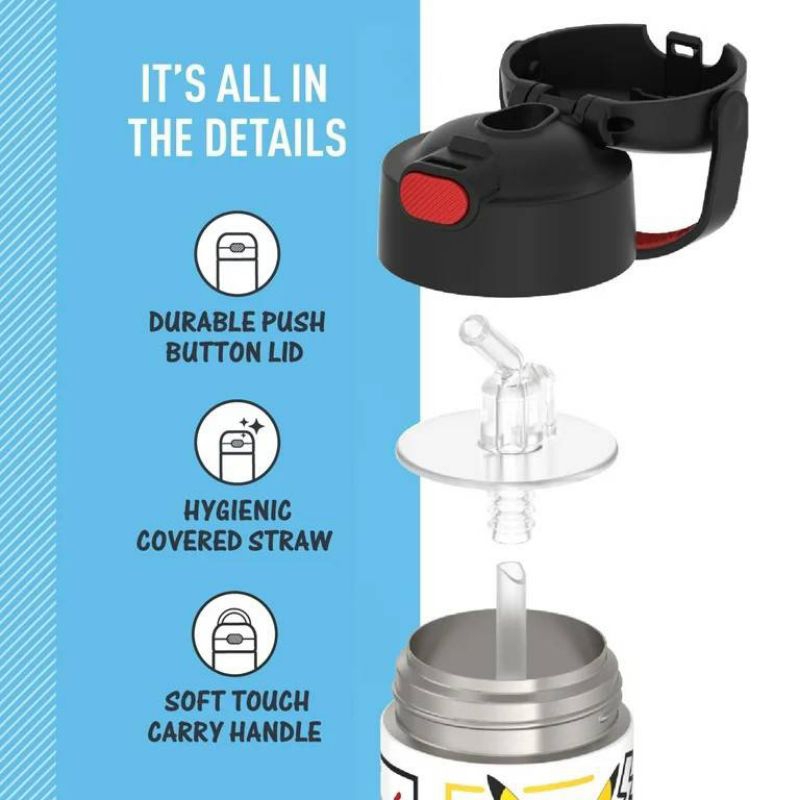 NEW!! Thermos Stainless Steel Bottle with straw 14 oz. ขวดน้ำสแตนเลสรักษาอุณหภูมิแบบหลอดดูด