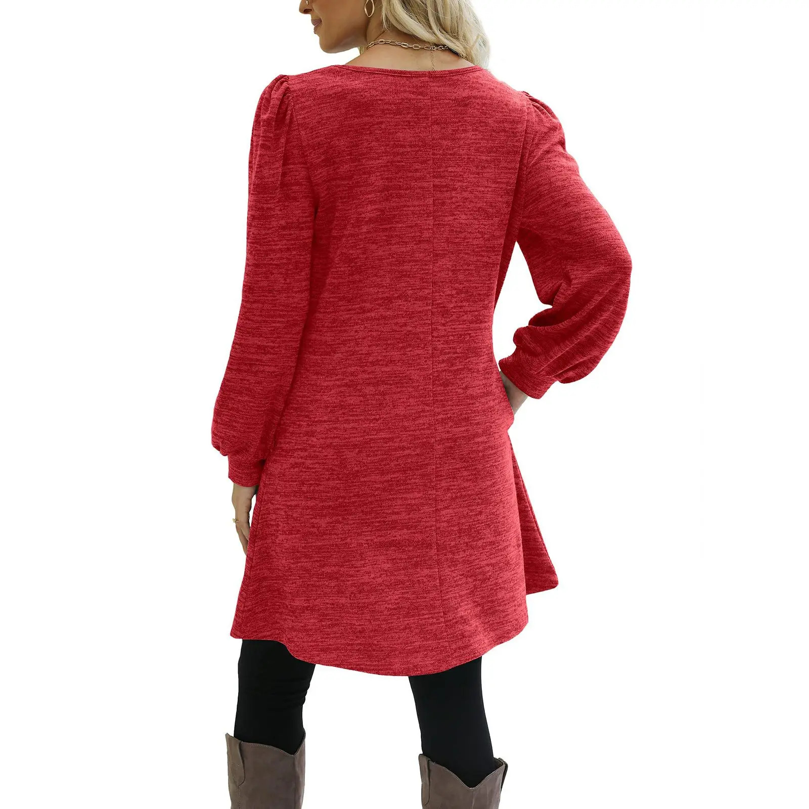 Fashion Women Round Neck Solid Color Button Long Sleeve Casual Loose Dress Vestido Feminino Dresses For Women New