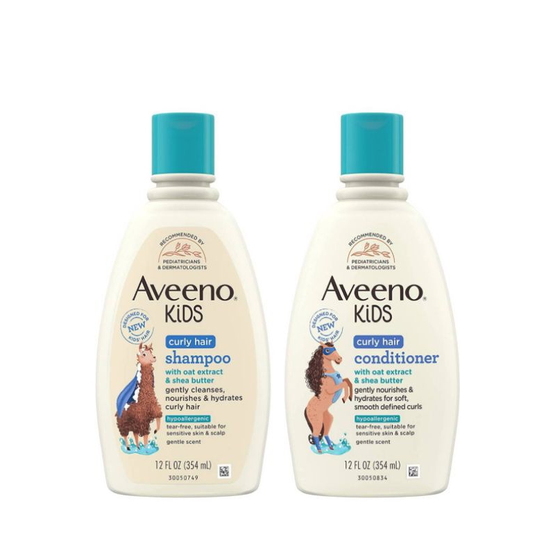 NEW!! Aveeno Kids ผลิตภัณฑ์อาบน้ำ สระผมสูตรสำหรับเด็กอายุ 3-7 ปี, Curly shampoo & conditioner, Detangling spray