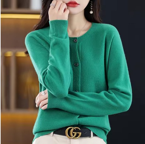 Knit Sweater Crewneck Cardigan Coat Autumn And Winter New Middle-Aged And Elderly Women's Fashion