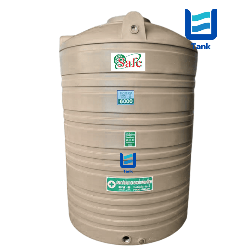 SAFE ถังเก็บน้ำ PE 6000 ลิตร สีเรียบมาตรฐาน รุ่น WT6000 มี 4 สี : ครีม,ขาว,น้ำเงิน,เทา