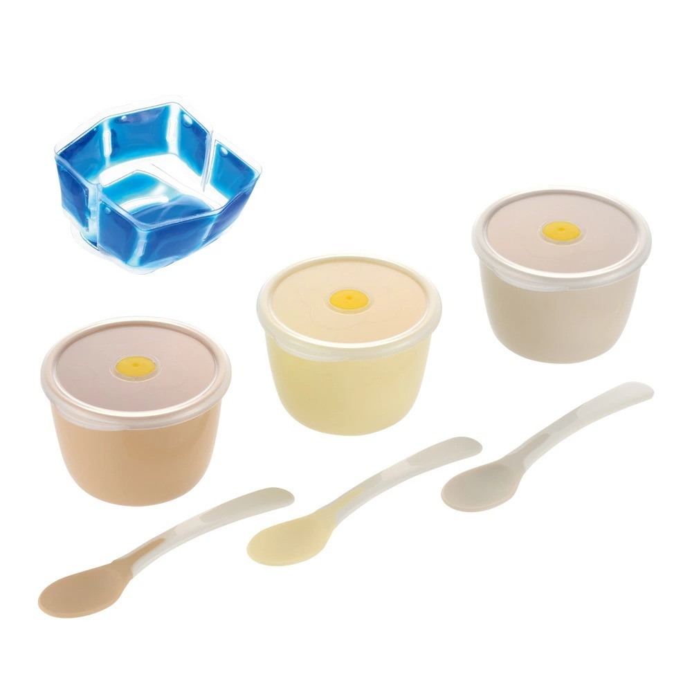 Richell -ชุดภาชนะฝึกทานอาหาร ถ้วยป้อนอาหารพร้อมช้อนและเจลทำความเย็น Try Baby Food Starter Cup Set with Ice Pack & Spoon