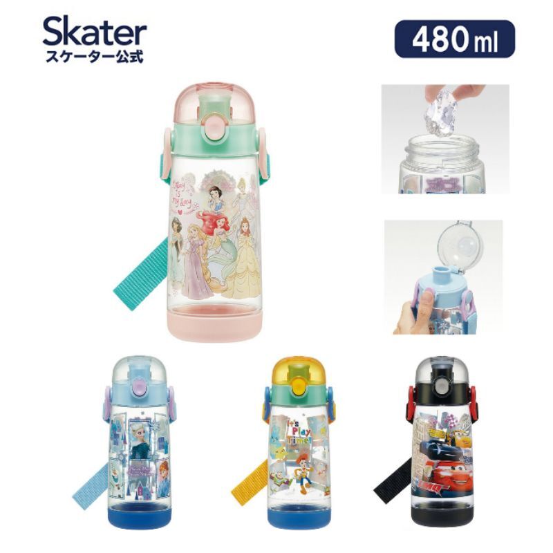 ลายใหม่ 2023!! Skater - One push direct bottle กระติกน้ำแบบยกดื่ม ลายการ์ตูนดิสนีย์สุด cute นำเข้าจากญี่ปุ่น - ขนาด 480 ml.