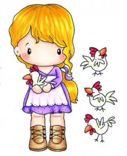 CC Lucy with Chickens stamp แสตมป์ Rubber คุณภาพ เล็งตำแหน่งที่จะปั๊มได้ นำเข้าจาก USA