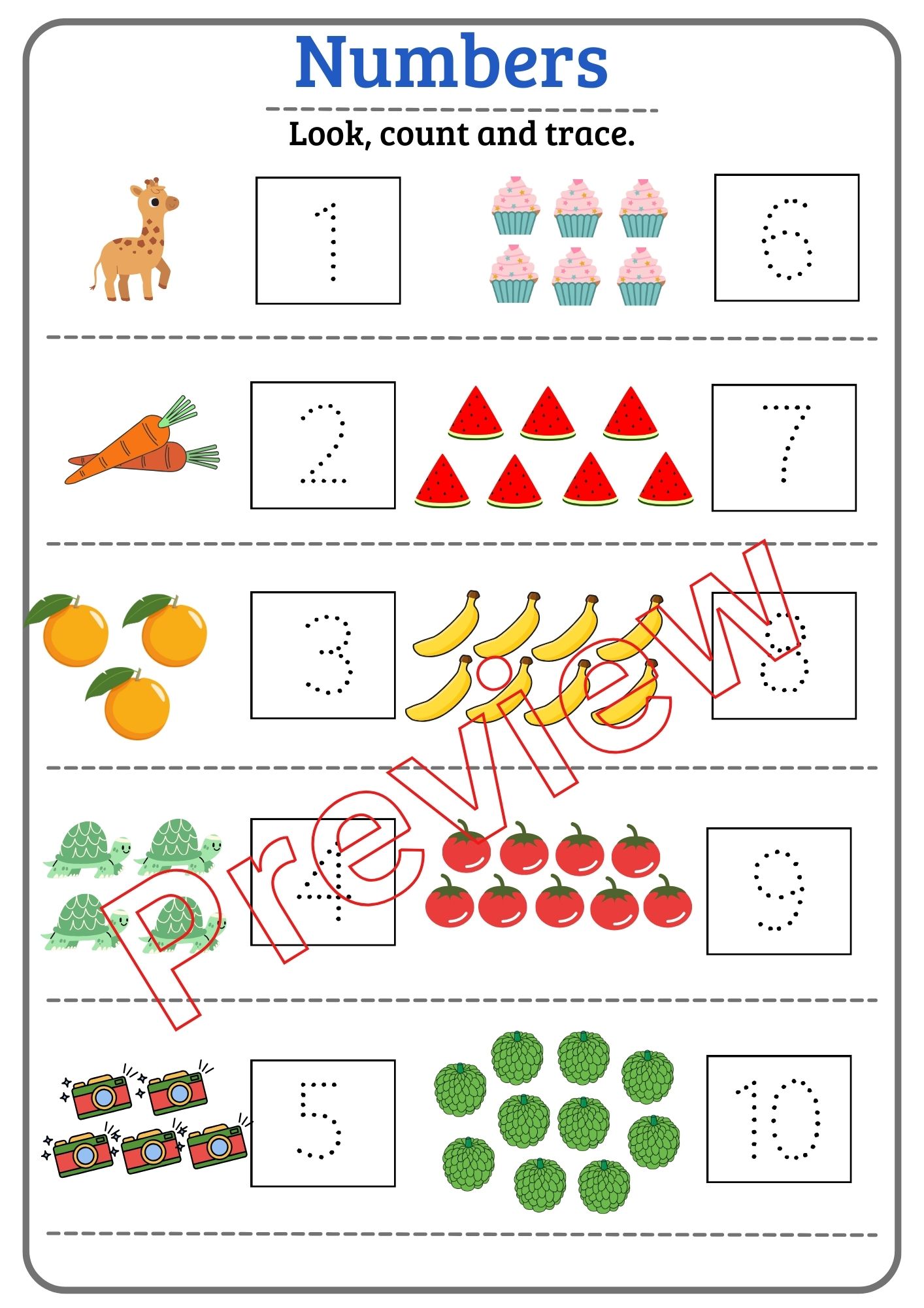 🍀ไฟล์ ใบงาน แบบฝึกนับตัวเลข และระบายสี สำหรับเด็กระดับ เตรียมอนุบาล - อนุบาล 1🍀