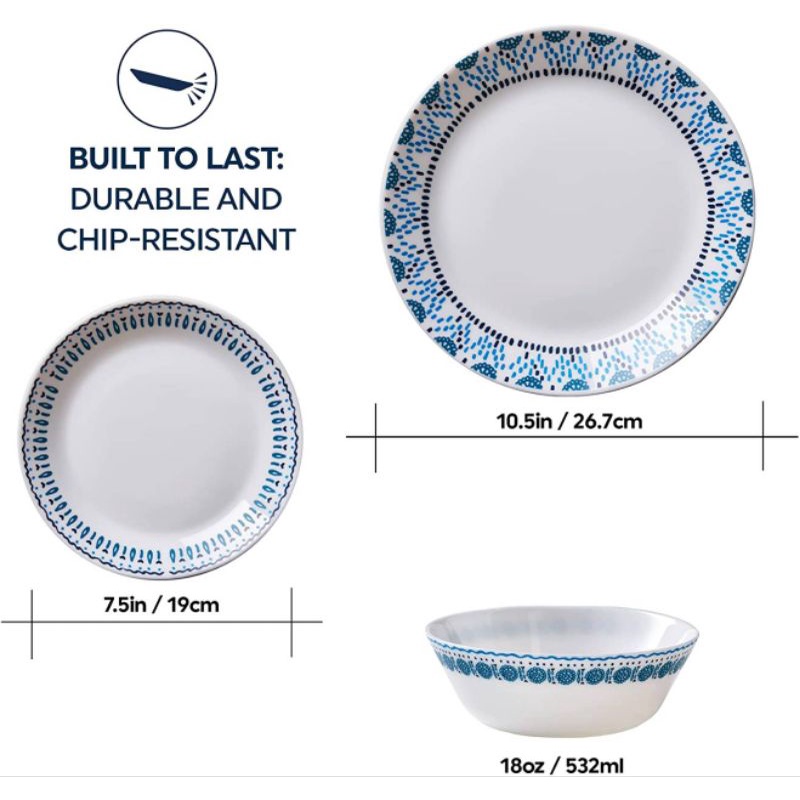 ชุดจาน/ชาม Corelle set (12/16 pcs) นำเข้าจากอเมริกา