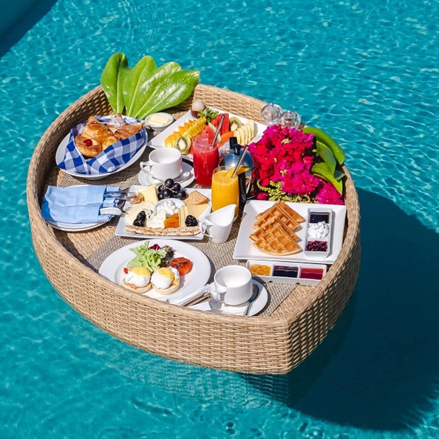 Factory plastic Rattan Pool Floating Tray For Serving Food on the Water - High Quality Rattan