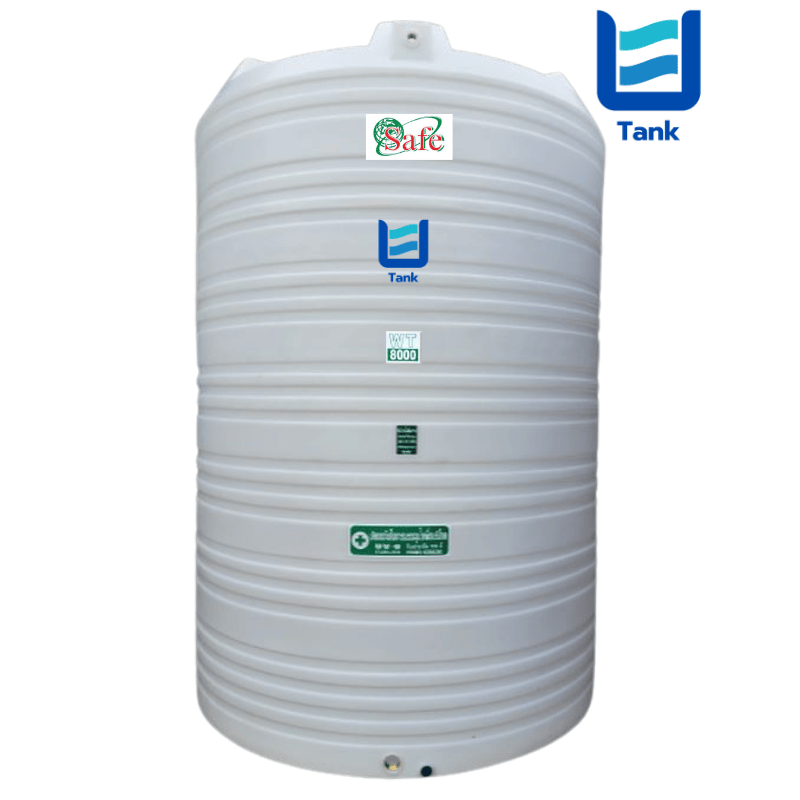SAFE ถังเก็บน้ำ PE 8000 ลิตร สีเรียบมาตรฐาน รุ่น WT8000 มี 4 สี : ครีม,ขาว,น้ำเงิน,เทา