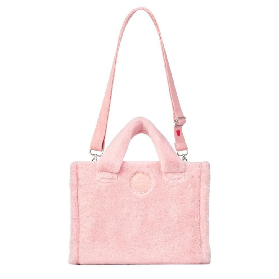 STARBUCKS KOREA Valentine's Day Collection_Bemine pink fur tote bag กระเป๋าStarbucks