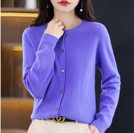 Knit Sweater Crewneck Cardigan Coat Autumn And Winter New Middle-Aged And Elderly Women's Fashion