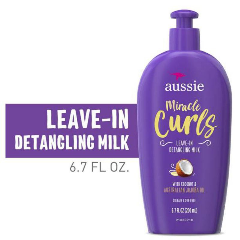 Aussie Miracle Curls with Coconut & Jojoba Oil - Shampoo, Conditioner, Cream and Detangling milk แชมพูสำหรับผมหยิก ผมดัด