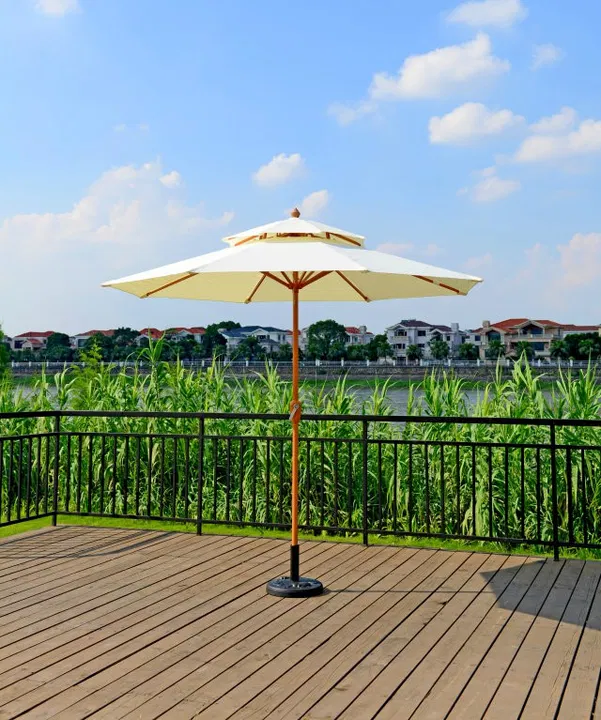 Factory direct supply 9 feet Patio Polyester Umbrella Cafe Garden Umbrella Hand Cranked Sunshade Parasol