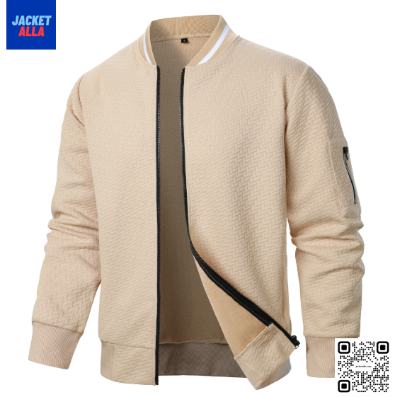 เสื้อแจ็คเก็ตผู้ชายซิป คอตั้ง เสื้อแจ็คเก็ต เสื้อสเวตเตอร์ถัก jacquard เสื้อสเวตเตอร์ถักลำลองผู้ชาย บริการปักสกรีนโลโก้ตามต้องการ