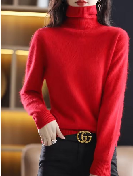 Women Sweater Turtleneck Knitted Pullovers Slim Soft Warm Female Long Sleeve