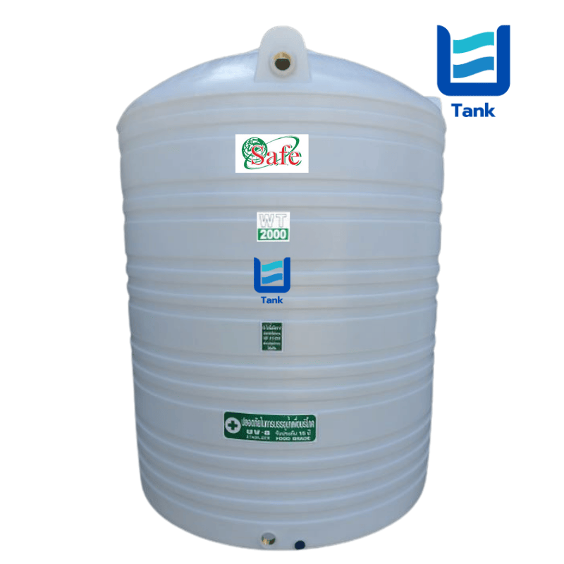SAFE ถังเก็บน้ำ PE 2000 ลิตร สีเรียบมาตรฐาน รุ่น WT2000 มี 4 สี : ครีม,ขาว,น้ำเงิน,เทา