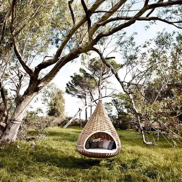 Out door hanging nestrest swing Hotel beach outdoor rattan swing chair weaving balcony hanging basket leisure swing bed