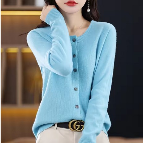 Knit Sweater Crewneck Cardigan Coat Autumn And Winter New Middle-Aged And Elderly Women's Fashion