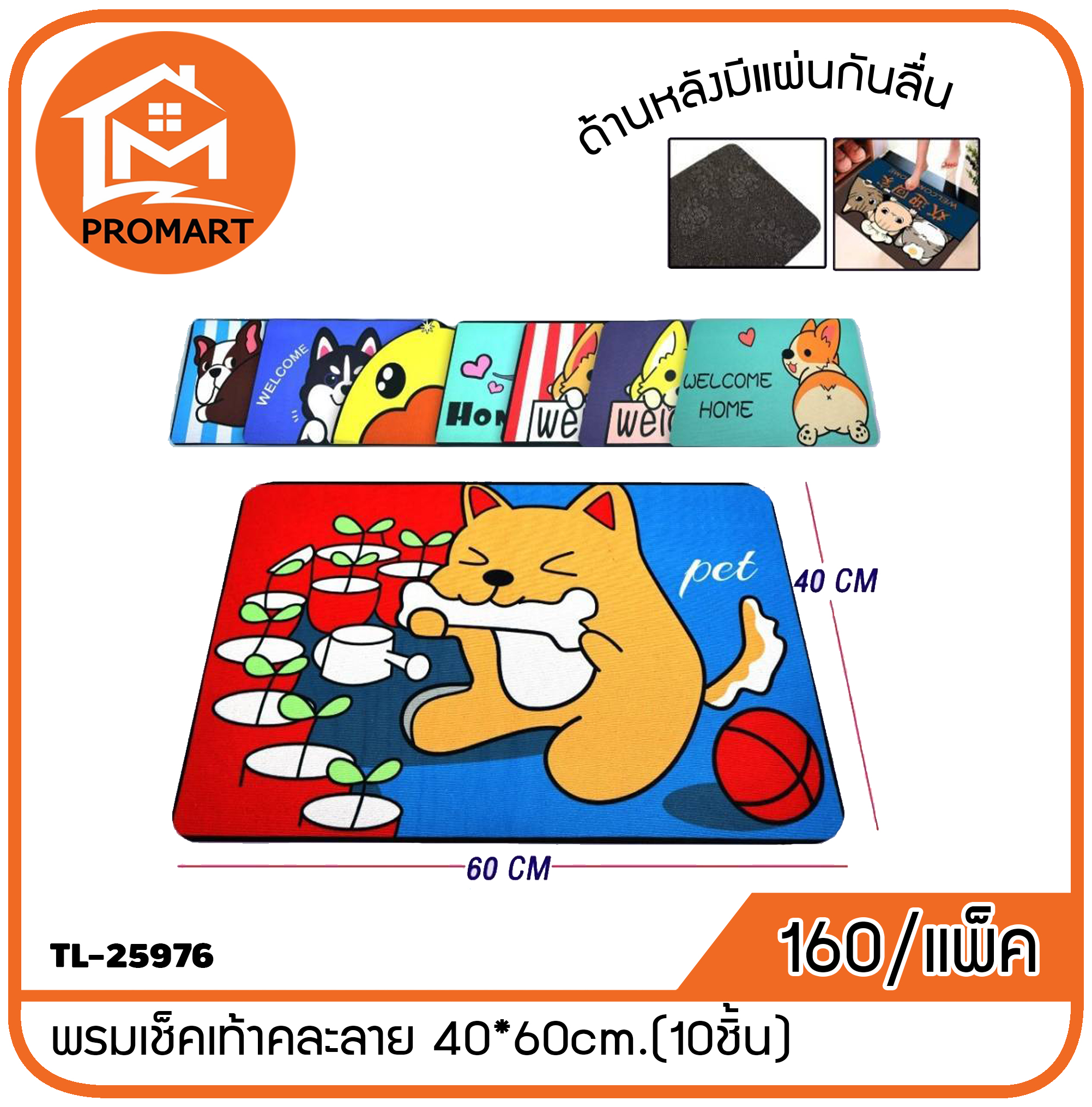 TL-25976 พรมเช็คเท้าคละลาย 40*60cm. (10ชิ้น)