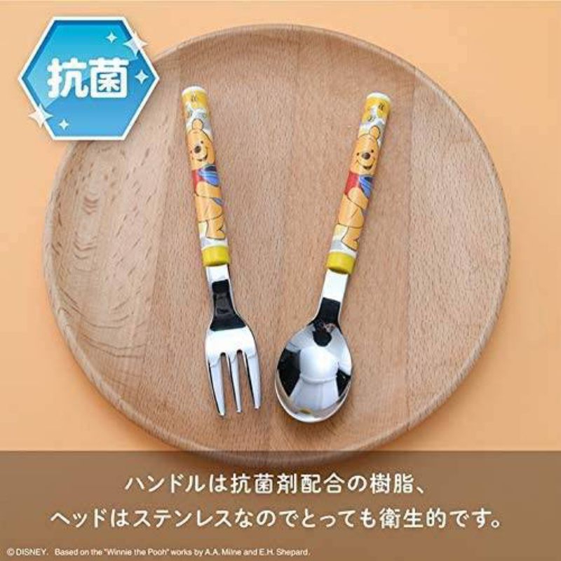 Disney Antibacterial spoon & fork set for Kids ชุดช้อนส้อมสำหรับเด็กลายการ์ตูนดิสนีย์ จากญี่ปุ่น - Yaxel