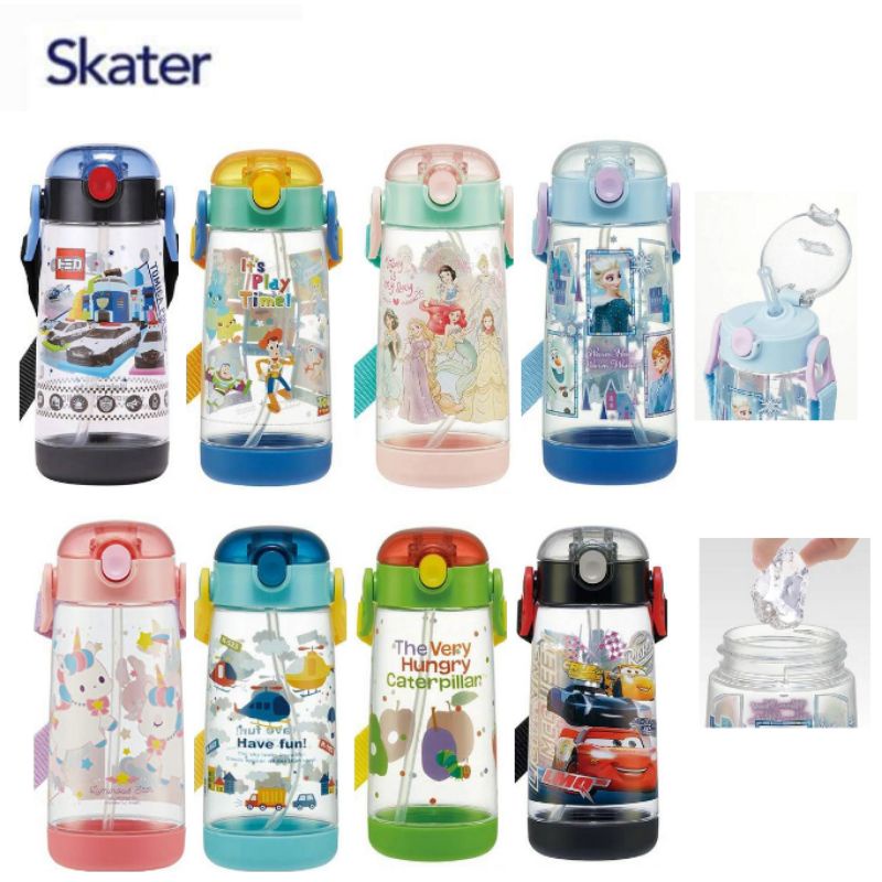 NEW 2025 Skater - One push straw bottle กระติกน้ำหลอดเด้ง ขนาด 480ml. จากญี่ปุ่น