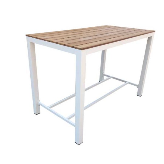 Outdoor table and chair combination modern courtyard balcony indoor living room golden teak aluminum wood bar table and chair