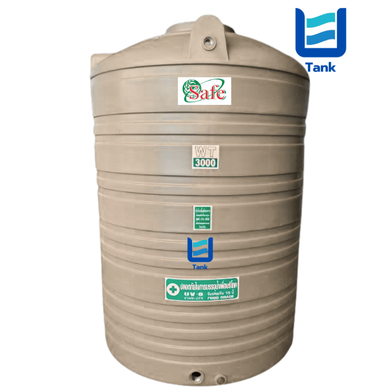 SAFE ถังเก็บน้ำ PE 3000 ลิตร สีเรียบมาตรฐาน รุ่น WT3000 มี 4 สี : ครีม,ขาว,น้ำเงิน,เทา